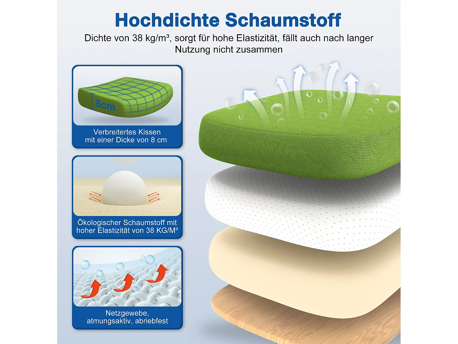 Bürostuhl - Drehbarer ergonomischer Bürostuhl - Mit verstellbarer Kopfstütze und Rückenlehne  - Atmungsaktiver Bürostuhl - 150kg - Netz-Wippfunktion - Managerstuhl