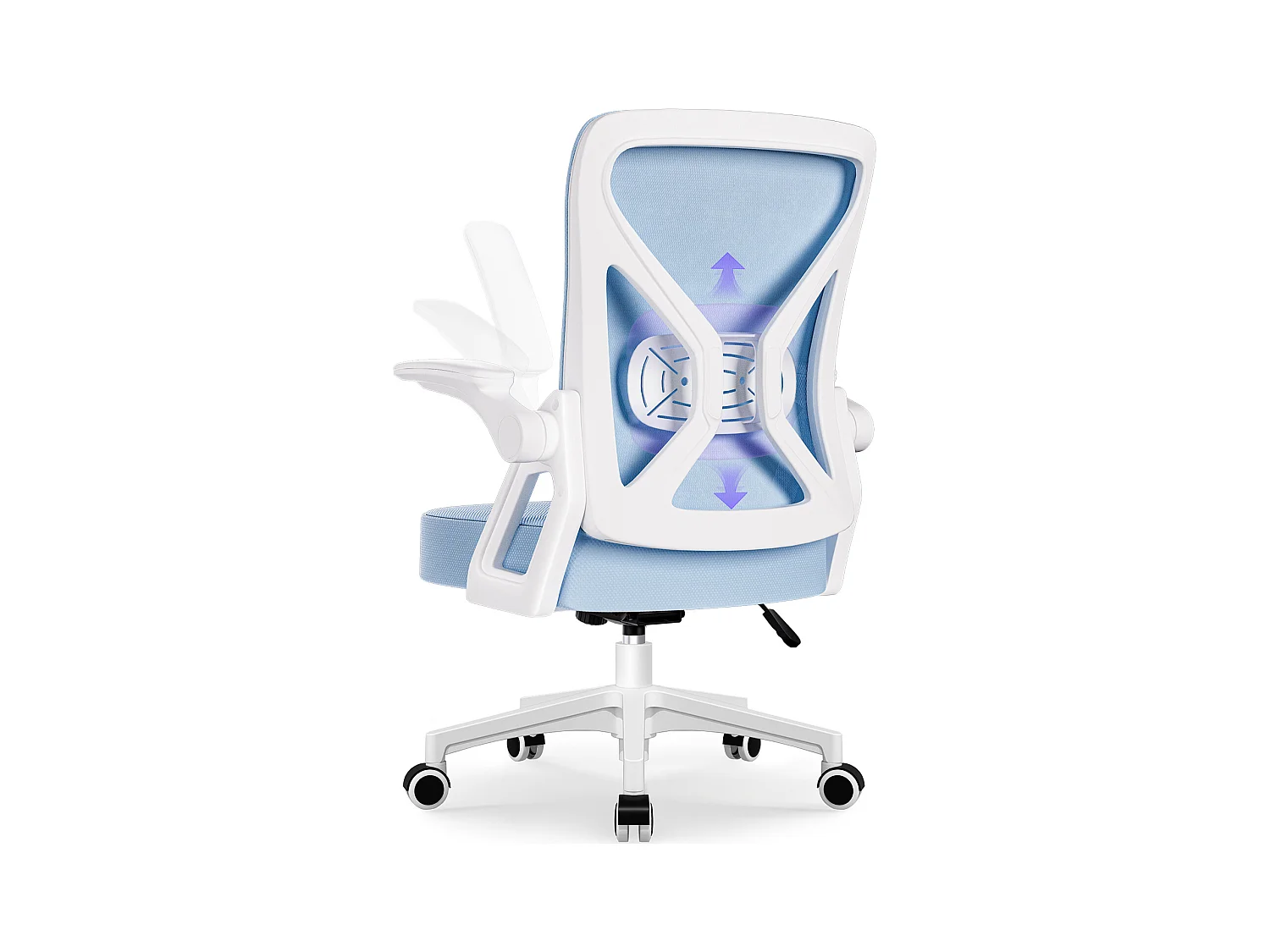 Bürostuhl - Chefsessel aus Mesh - Ergonomischer Schreibtischstuhl - Verstellbarer Armlehnen und Lendenwirbelstütze - Drehstuhl Wippfunktion - Atmungsaktiv