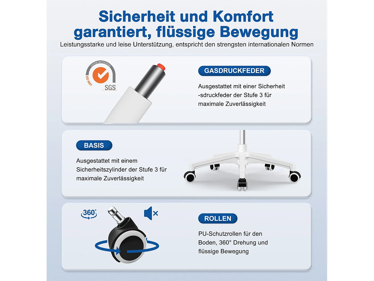 Bürostuhl - Drehbarer ergonomischer Bürostuhl - Mit verstellbarer Kopfstütze und Rückenlehne  - Atmungsaktiver Bürostuhl - 150kg - Netz-Wippfunktion - Managerstuhl