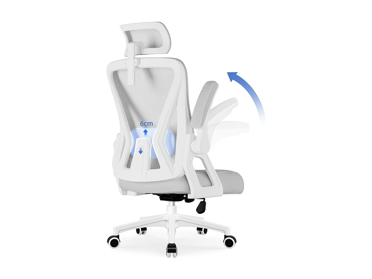 Bürostuhl - Drehbarer ergonomischer Bürostuhl - Mit verstellbarer Kopfstütze und Rückenlehne  - Atmungsaktiver Bürostuhl - 150kg - Netz-Wippfunktion - Managerstuhl