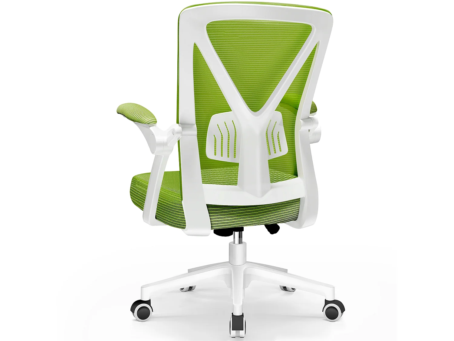 Bürostuhl - Ergonomischer Bürostuhl mit klappbaren Armlehnen - 360° Drehstuhl - Lendenwirbelstütze mit Höhenverstellung - 125° Wippfunktion - 150kg