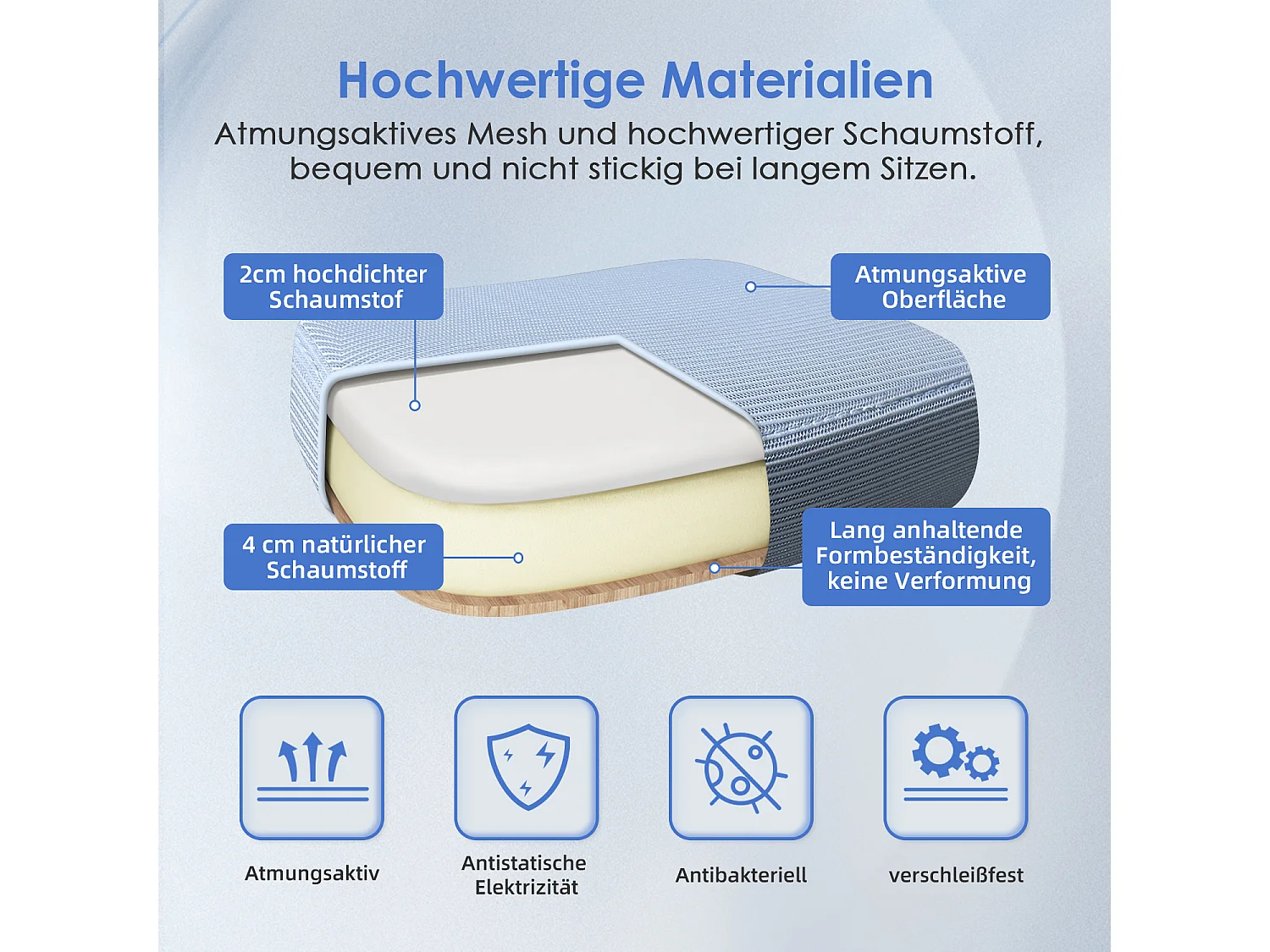 Bürostuhl - Ergonomischer Bürostuhl mit klappbaren Armlehnen - 360° Drehstuhl - Lendenwirbelstütze mit Höhenverstellung - 125° Wippfunktion - 150kg