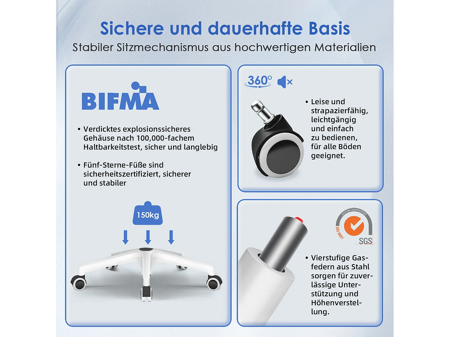 Bürostuhl - Ergonomischer Bürostuhl mit klappbaren Armlehnen - 360° Drehstuhl - Lendenwirbelstütze mit Höhenverstellung - 125° Wippfunktion - 150kg