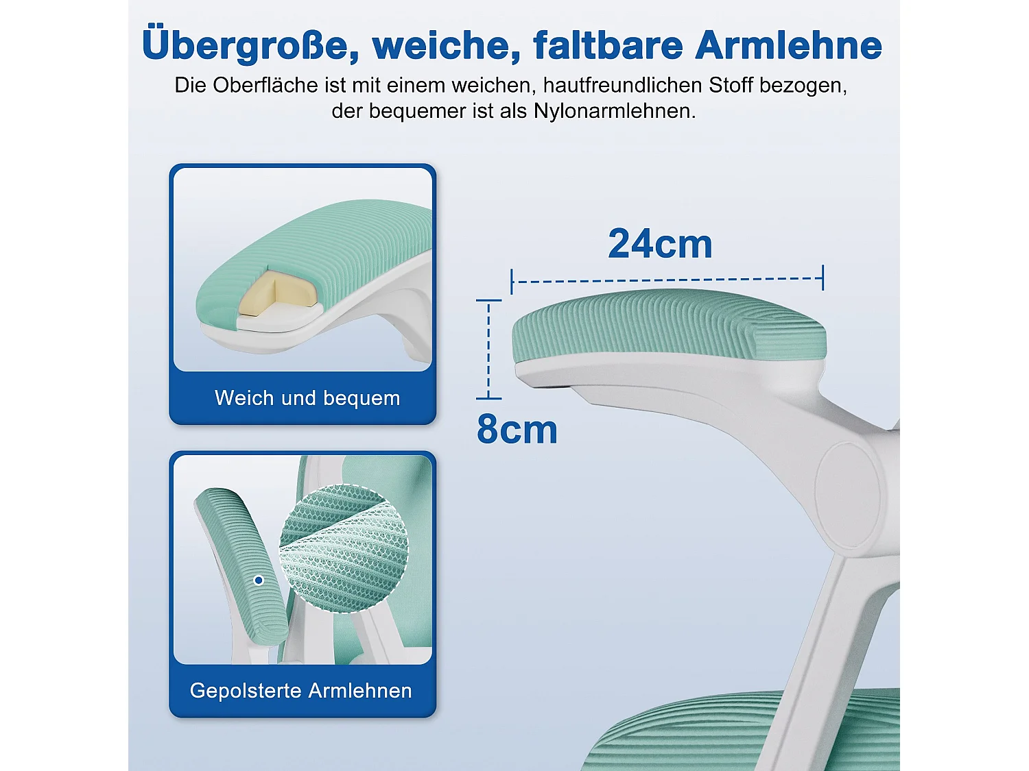 Bürostuhl - Drehbarer ergonomischer Bürostuhl - Mit verstellbarer Kopfstütze und Rückenlehne  - Atmungsaktiver Bürostuhl - 150kg - Netz-Wippfunktion - Managerstuhl