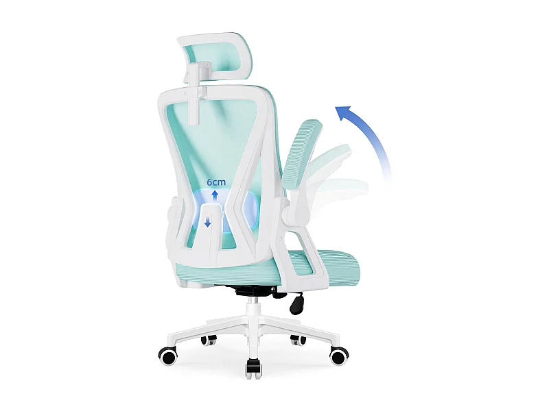 Bürostuhl - Drehbarer ergonomischer Bürostuhl - Mit verstellbarer Kopfstütze und Rückenlehne  - Atmungsaktiver Bürostuhl - 150kg - Netz-Wippfunktion - Managerstuhl