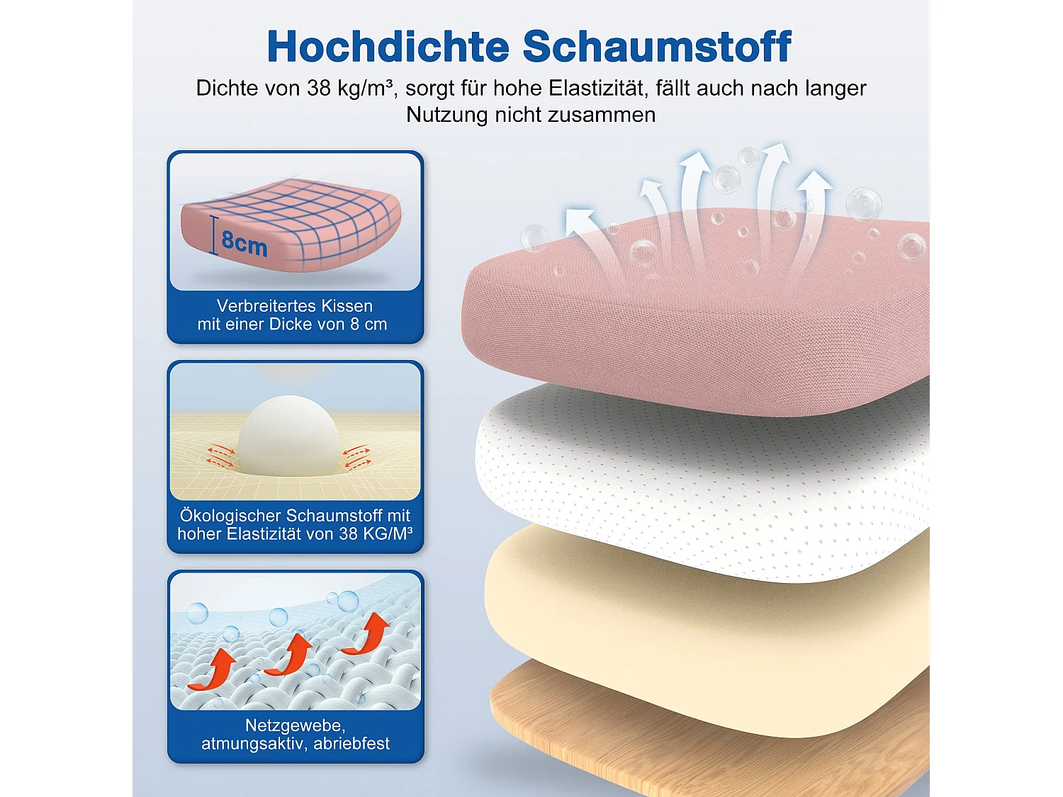 Bürostuhl - Drehbarer ergonomischer Bürostuhl - Mit verstellbarer Kopfstütze und Rückenlehne  - Atmungsaktiver Bürostuhl - 150kg - Netz-Wippfunktion - Managerstuhl