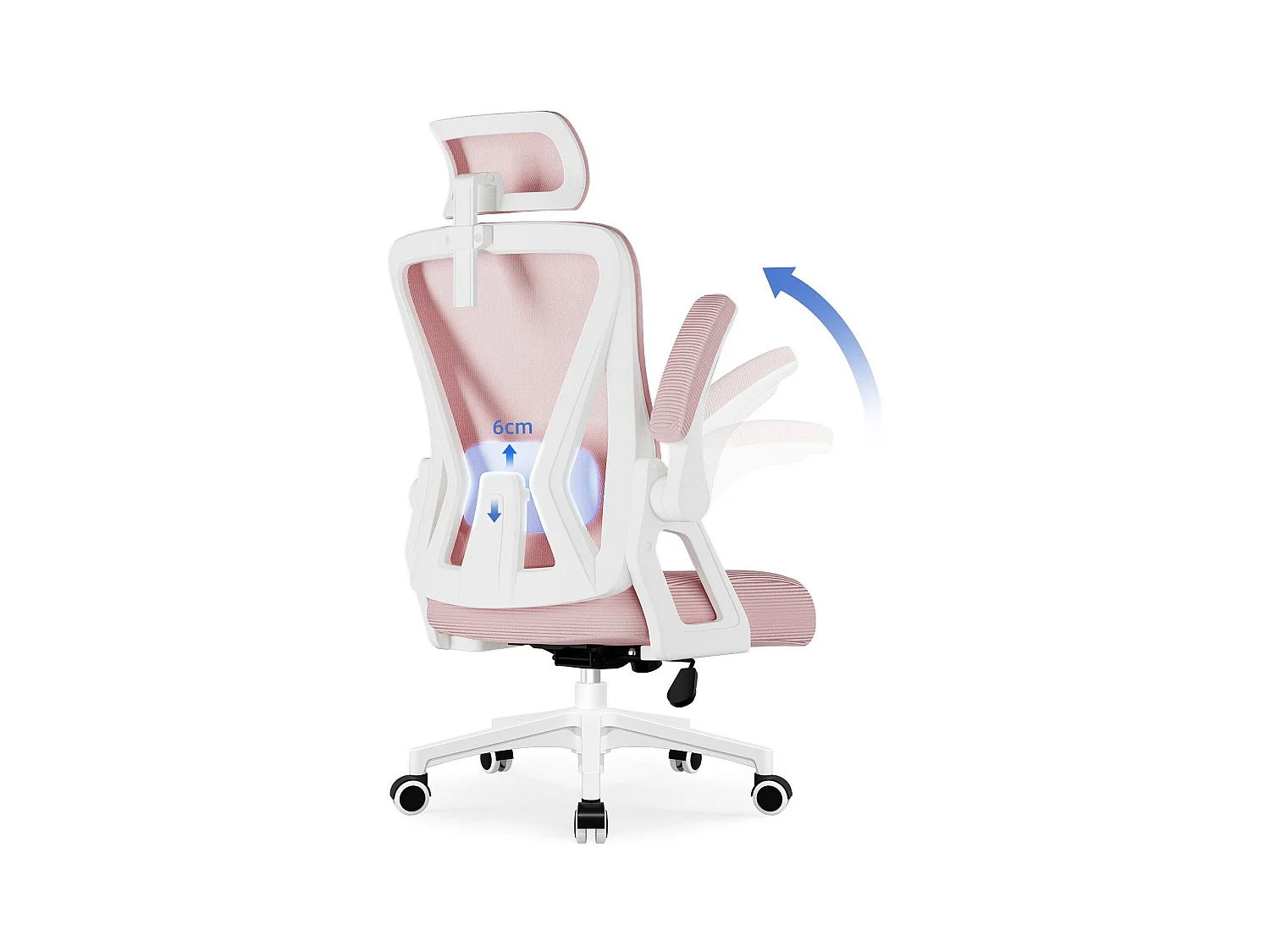 Bürostuhl - Drehbarer ergonomischer Bürostuhl - Mit verstellbarer Kopfstütze und Rückenlehne  - Atmungsaktiver Bürostuhl - 150kg - Netz-Wippfunktion - Managerstuhl