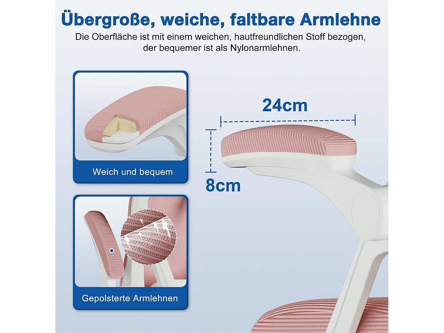 Bürostuhl - Drehbarer ergonomischer Bürostuhl - Mit verstellbarer Kopfstütze und Rückenlehne  - Atmungsaktiver Bürostuhl - 150kg - Netz-Wippfunktion - Managerstuhl