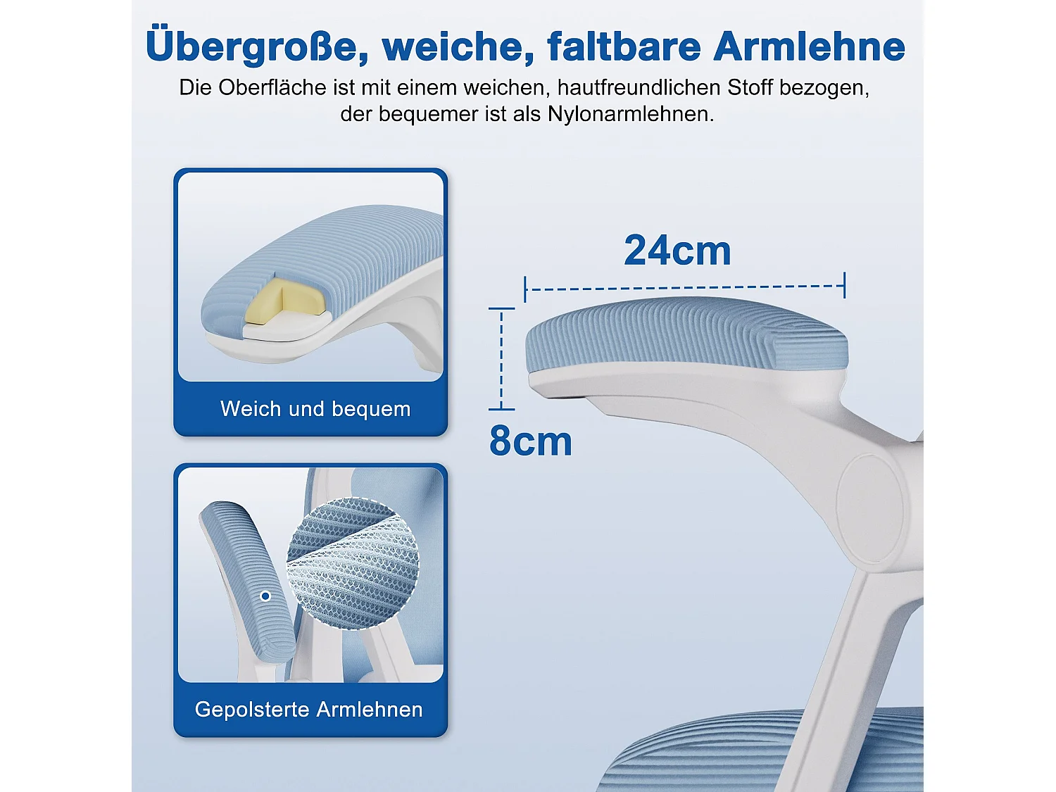 Bürostuhl - Drehbarer ergonomischer Bürostuhl - Mit verstellbarer Kopfstütze und Rückenlehne  - Atmungsaktiver Bürostuhl - 150kg - Netz-Wippfunktion - Managerstuhl