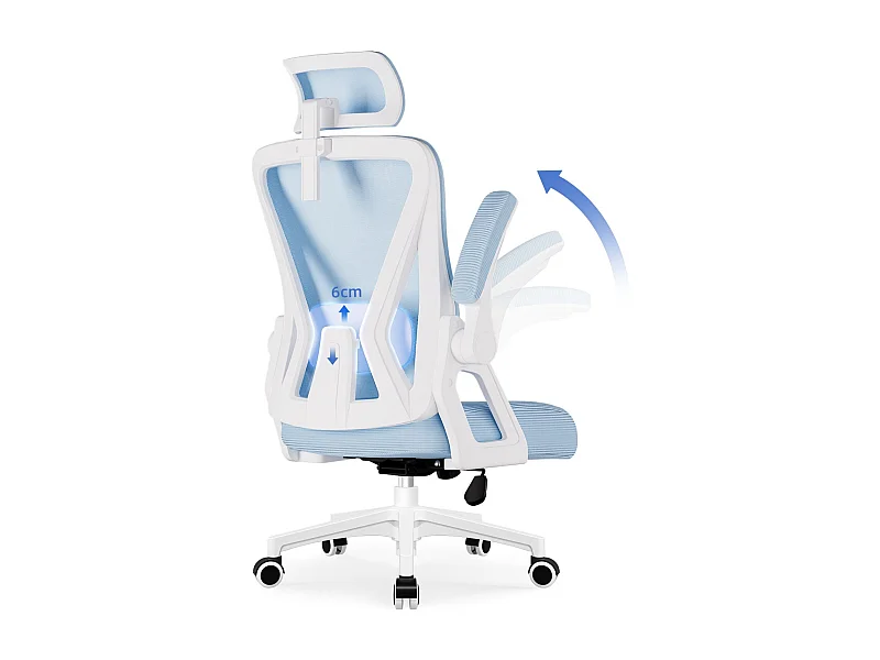 Bürostuhl - Drehbarer ergonomischer Bürostuhl - Mit verstellbarer Kopfstütze und Rückenlehne  - Atmungsaktiver Bürostuhl - 150kg - Netz-Wippfunktion - Managerstuhl