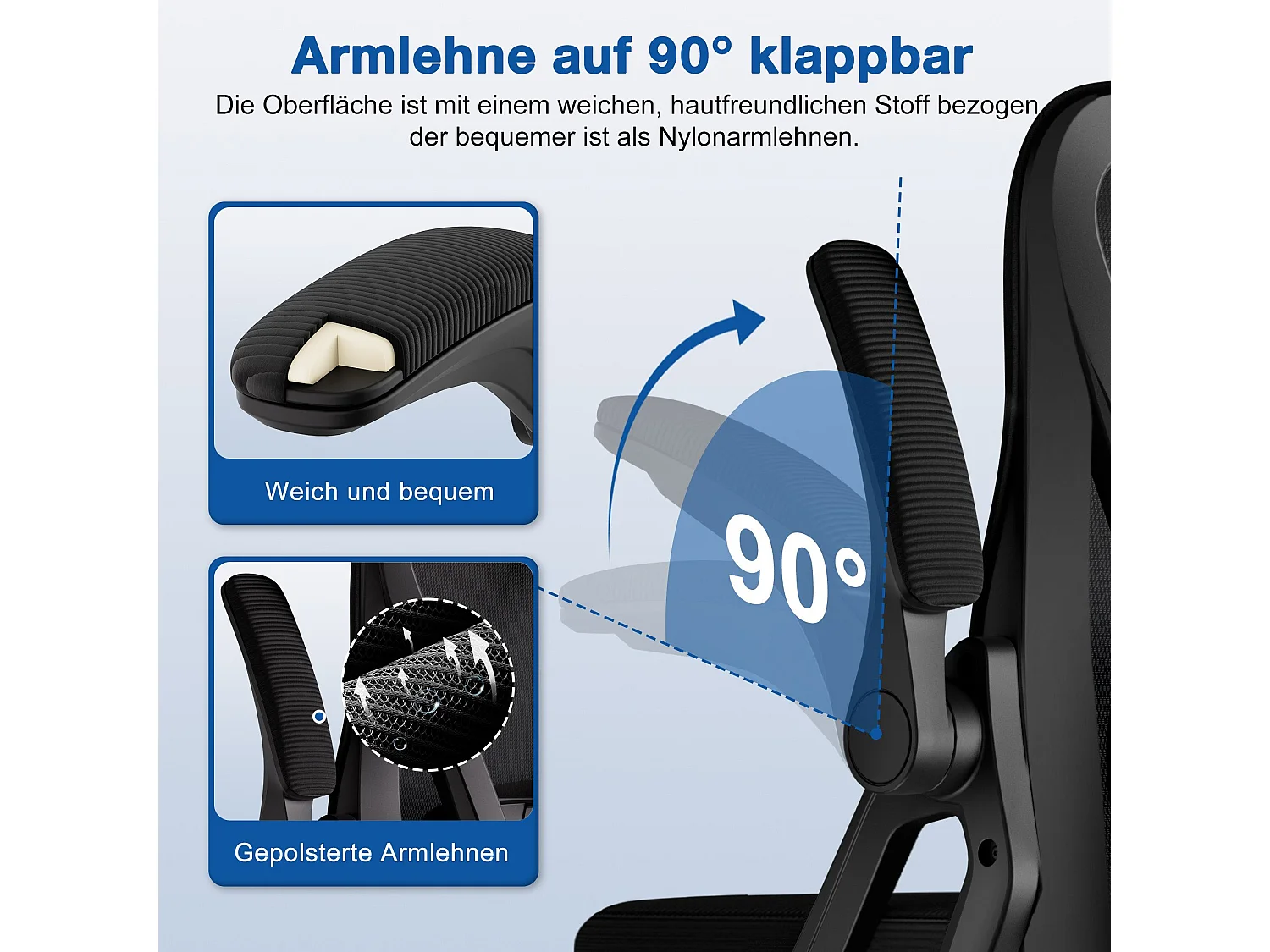 Bürostuhl - Drehbarer ergonomischer Bürostuhl - Mit verstellbarer Kopfstütze und Rückenlehne  - Atmungsaktiver Bürostuhl - 150kg - Netz-Wippfunktion - Managerstuhl