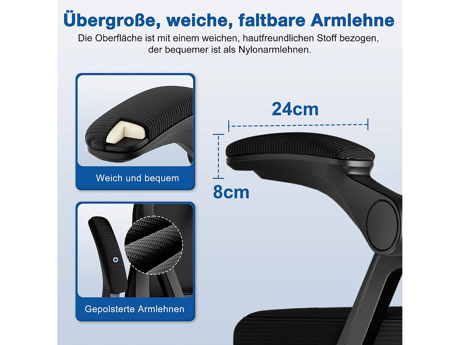 Bürostuhl - Drehbarer ergonomischer Bürostuhl - Mit verstellbarer Kopfstütze und Rückenlehne  - Atmungsaktiver Bürostuhl - 150kg - Netz-Wippfunktion - Managerstuhl