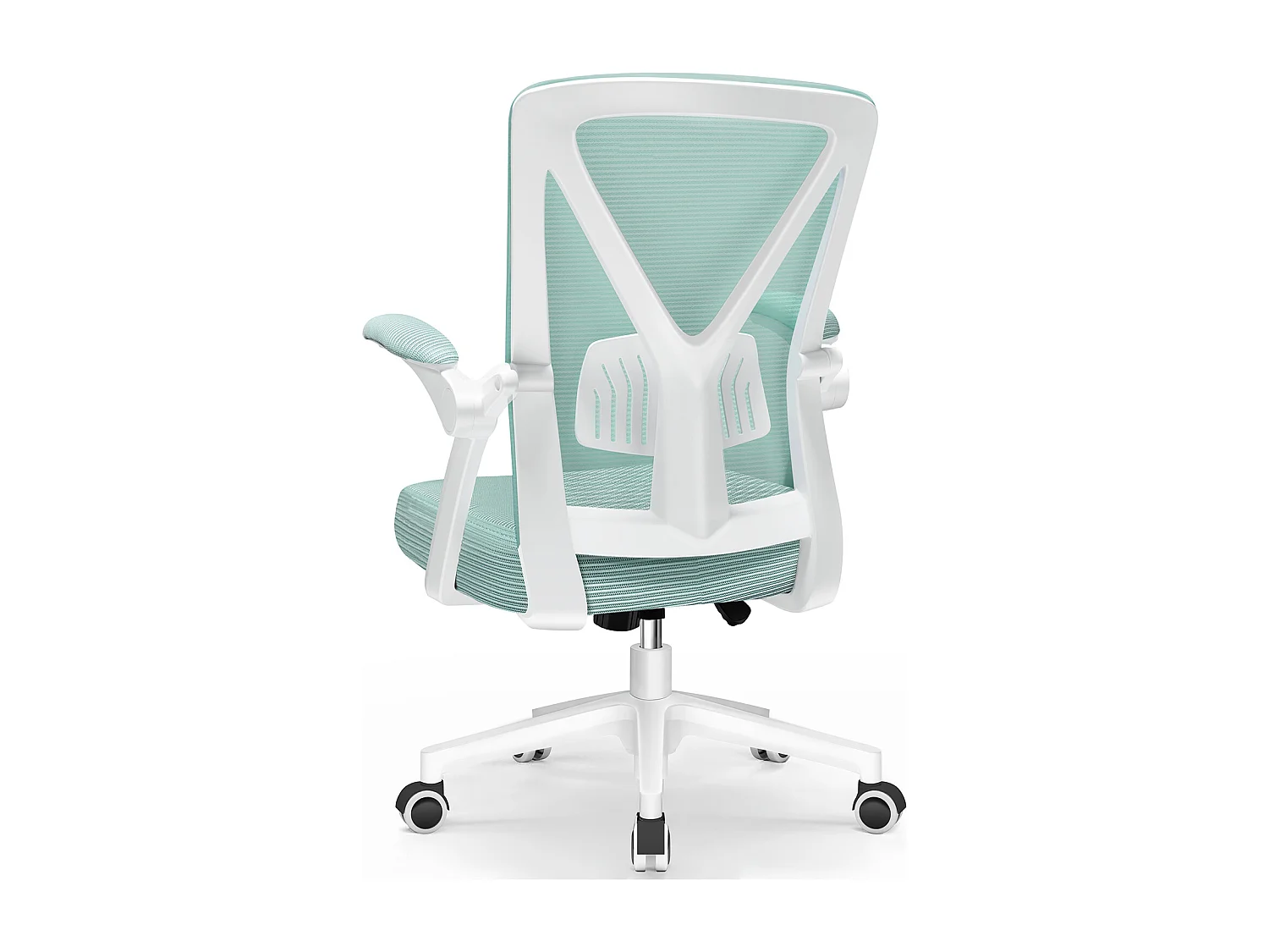 Bürostuhl - Ergonomischer Bürostuhl mit klappbaren Armlehnen - 360° Drehstuhl - Lendenwirbelstütze mit Höhenverstellung - 125° Wippfunktion - 150kg