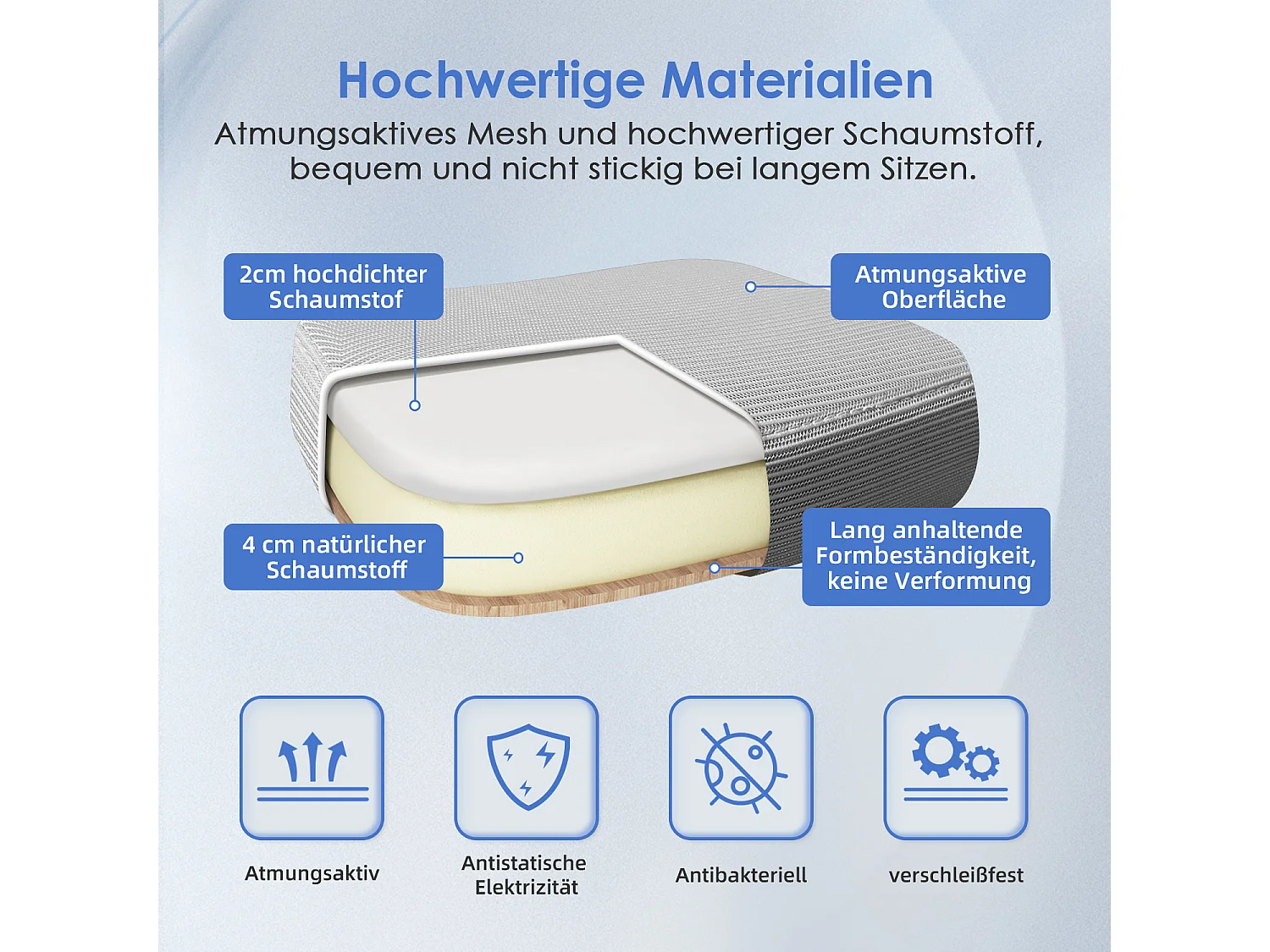Bürostuhl - Ergonomischer Bürostuhl mit klappbaren Armlehnen - 360° Drehstuhl - Lendenwirbelstütze mit Höhenverstellung - 125° Wippfunktion - 150kg