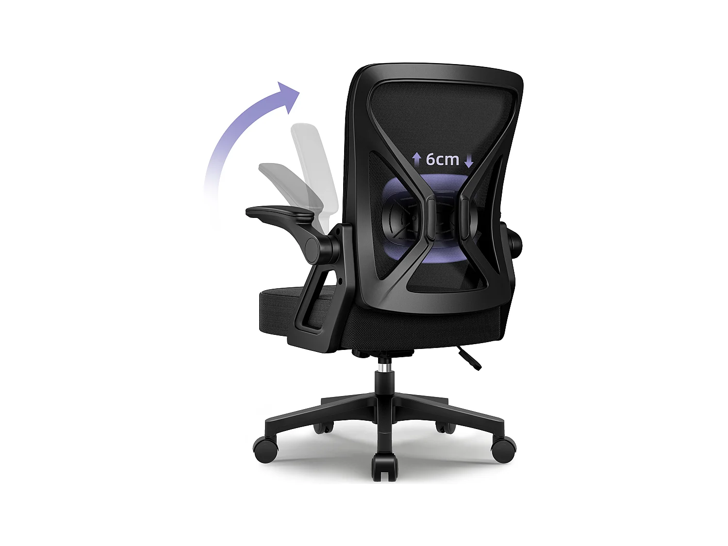 Bürostuhl - Chefsessel aus Mesh - Ergonomischer Schreibtischstuhl - Verstellbarer Armlehnen und Lendenwirbelstütze - Drehstuhl Wippfunktion - Atmungsaktiv