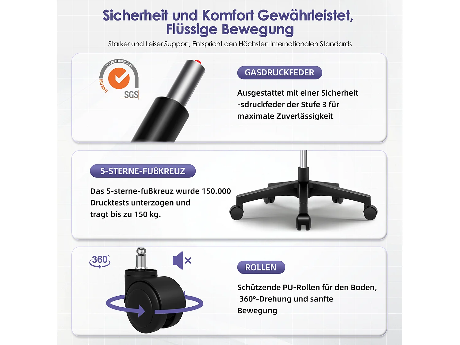 Bürostuhl - Chefsessel aus Mesh - Ergonomischer Schreibtischstuhl - Verstellbarer Armlehnen und Lendenwirbelstütze - Drehstuhl Wippfunktion - Atmungsaktiv