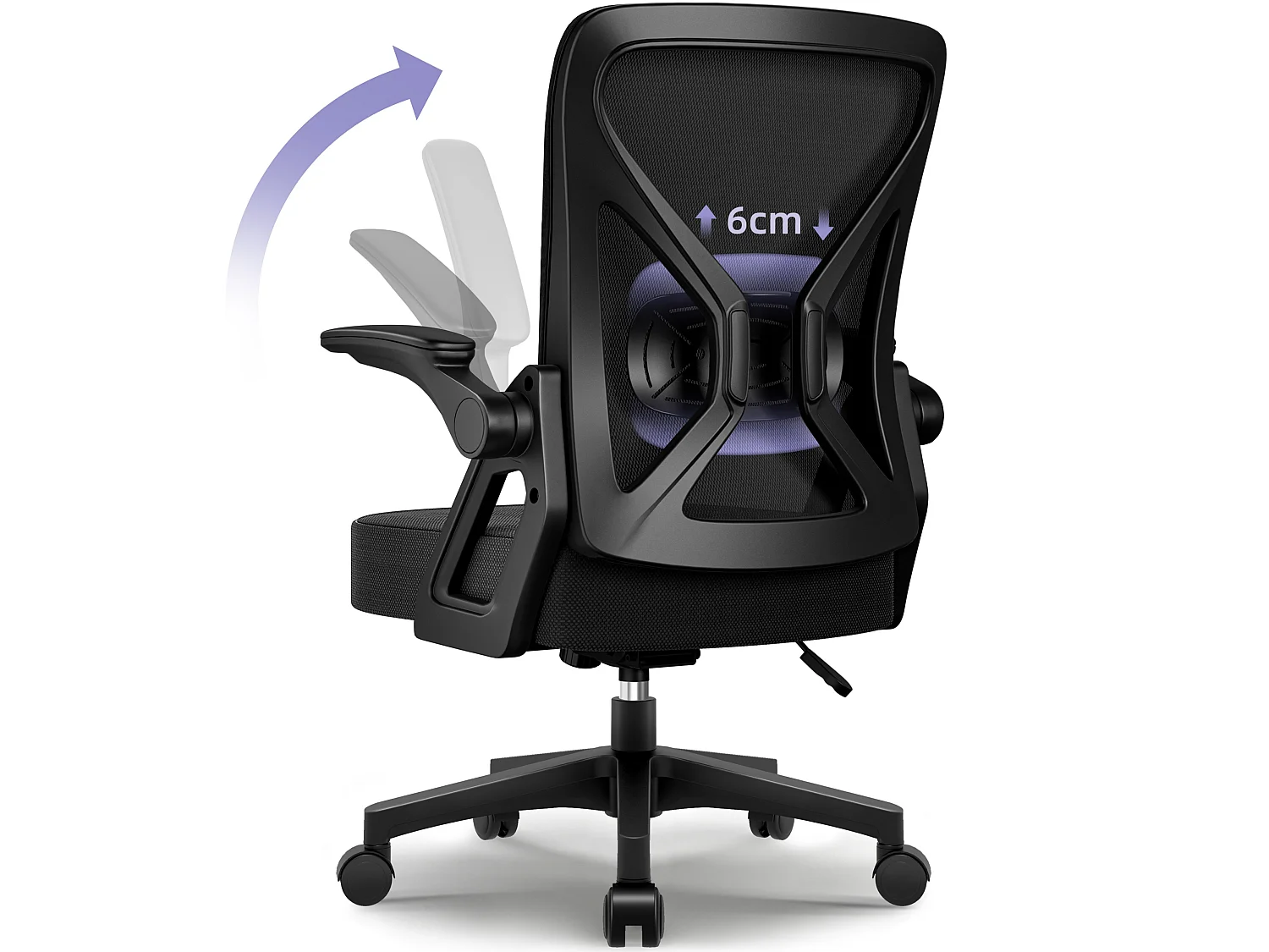 Chaise de bureau - Fauteuil de direction en maille - Chaise de bureau ergonomique - Accoudoirs et soutien lombaire réglables - Chaise pivotante avec fonction bascul