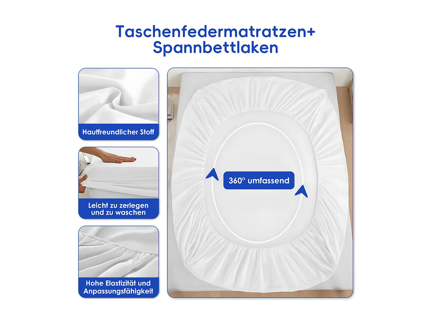 Taschenfederkernmatratze 140x200 - Federkernmatratze Matratzen 140x200 - Höhe 25cm mit Spannbettlaken - ergonomisch und atmungsaktiv - Härtegrad H3 - Weiß