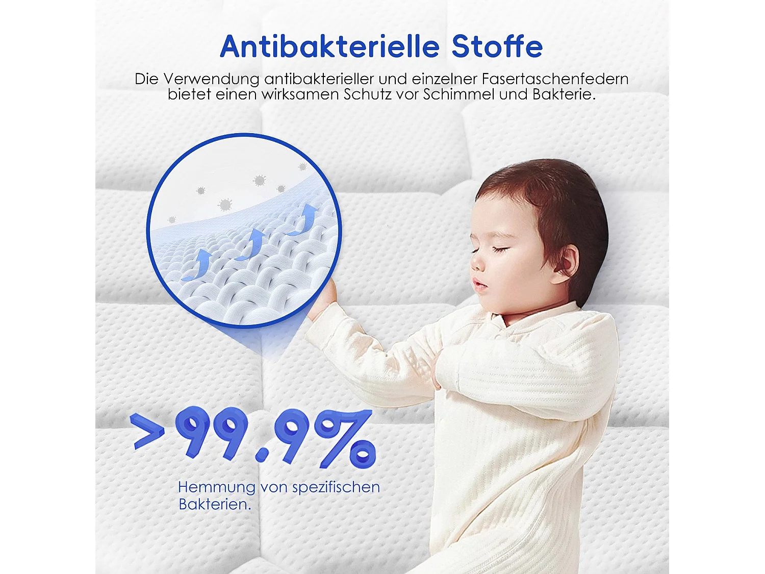 Taschenfederkernmatratze 140x200 - Federkernmatratze Matratzen 140x200 - Höhe 25cm mit Spannbettlaken - ergonomisch und atmungsaktiv - Härtegrad H3 - Weiß