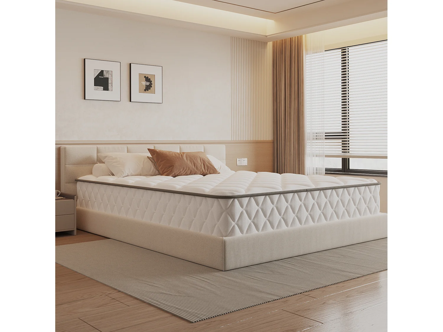 Matelas à ressorts ensachés 90 x 190 cm - Matelas 7 zones avec drap-housse - Épaisseur 25 cm - Degré de fermeté 3 - Matelas à ressorts - Soulagement du dos - Mousse