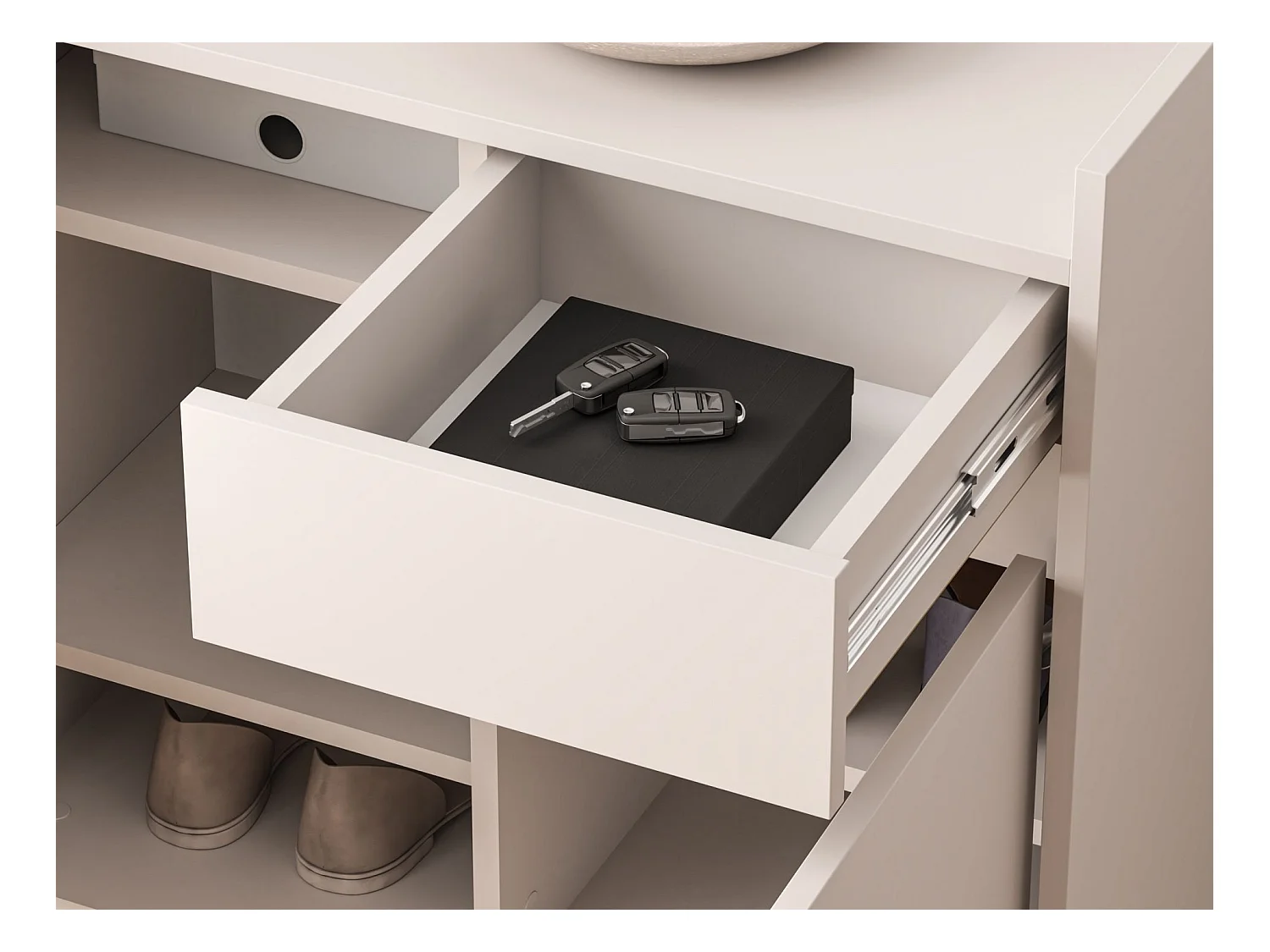 Schoenenkast met vakken en lade – greige – 70 cm – DIOCE