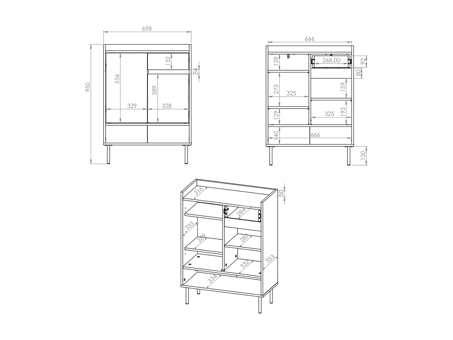 Meuble à chaussures avec compartiments et tiroir – greige – 70 cm – DIOCE