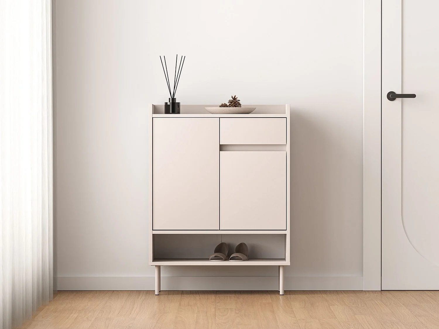 Schuhschrank mit Fächern und Schublade – Kaschmirgrau – 70 cm – DIOCE