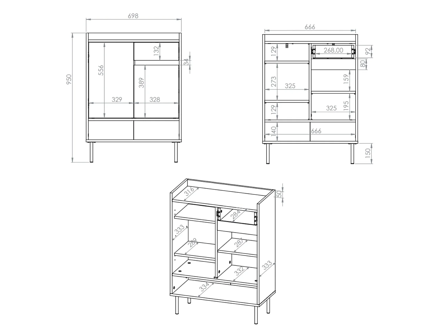 Schuhschrank mit Fächern und Schublade – Kaschmirgrau – 70 cm – DIOCE