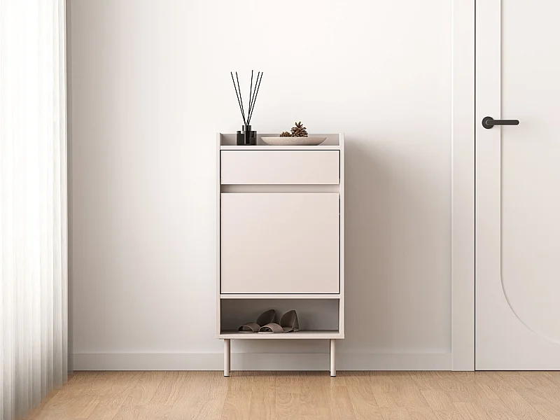 Meuble à chaussures avec compartiments et tiroir – greige – 50 cm – DIOCE