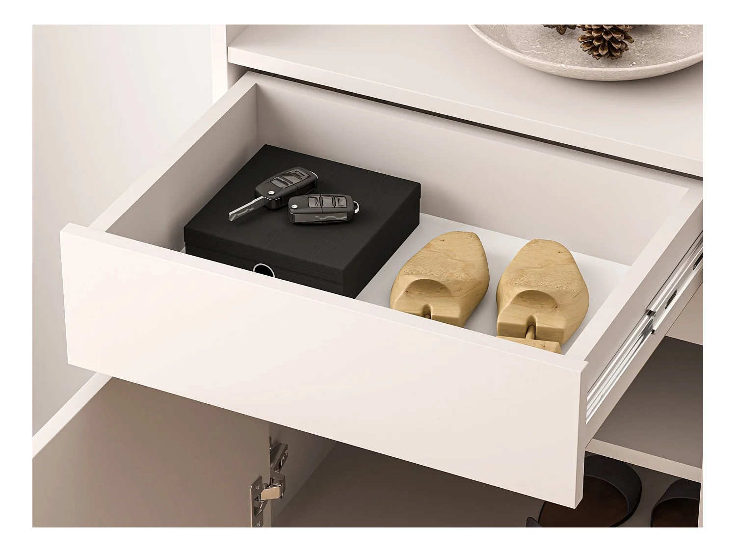 Meuble à chaussures avec compartiments et tiroir – greige – 50 cm – DIOCE