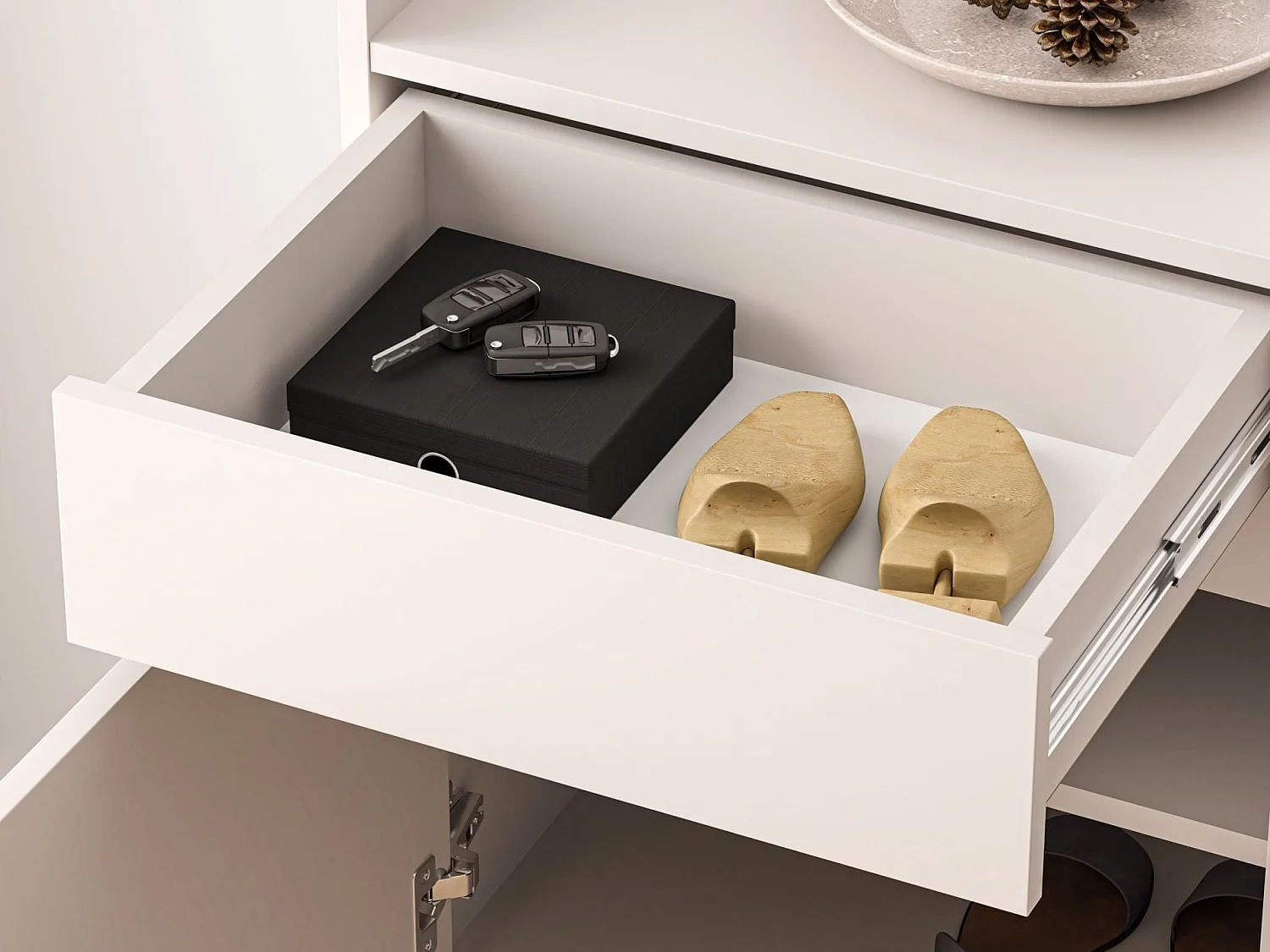Schuhschrank mit Fächern und Schublade – Kaschmirgrau – 50 cm – DIOCE