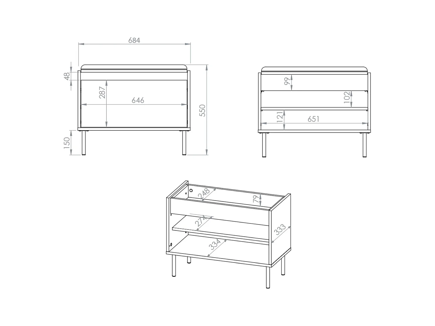 Panchina portascarpe con ribalta – greige – 69 cm – DIOCE