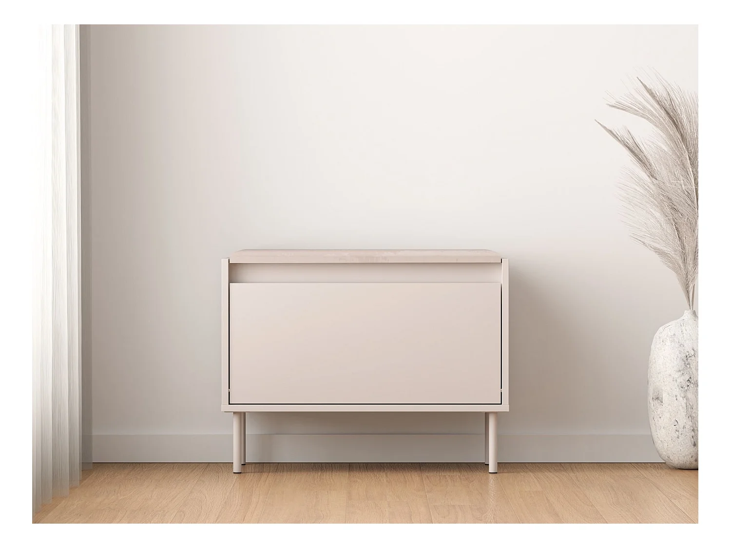 Banc à chaussures avec abattant – greige – 69 cm – DIOCE