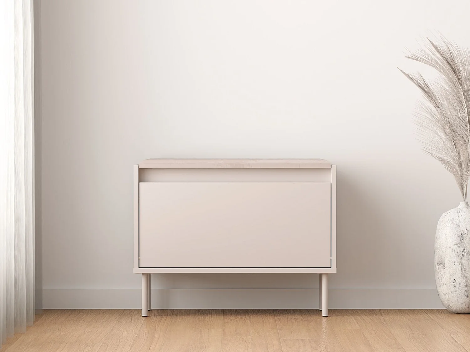 Banc à chaussures avec abattant – greige – 69 cm – DIOCE