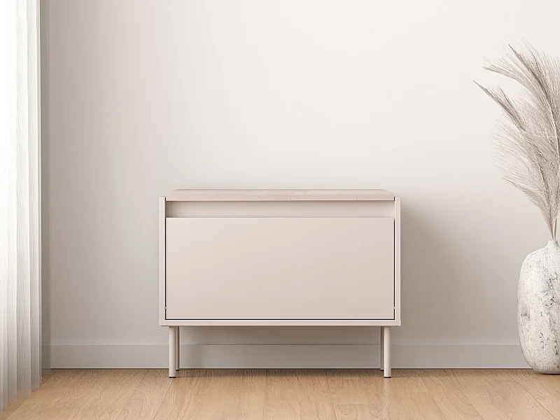 Banc à chaussures avec abattant – greige – 69 cm – DIOCE