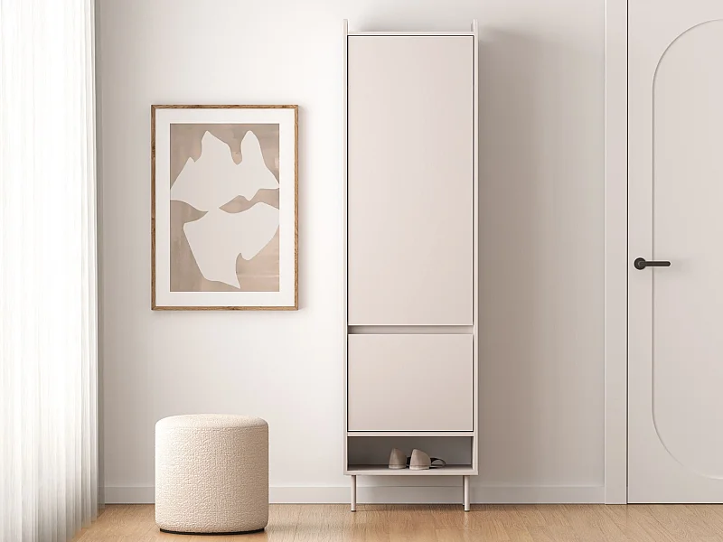 Kleiderschrank 2-türig - mit Stange und Regal - greige - 54 cm - Dioce