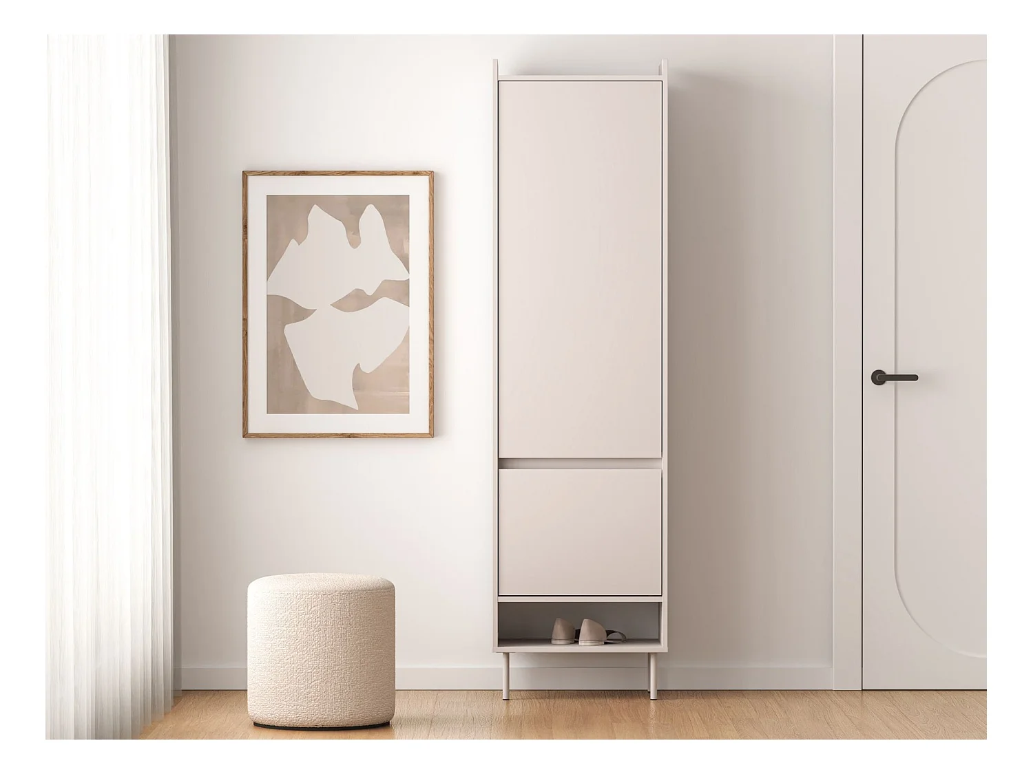 Kleiderschrank 2-türig - mit Stange und Regal - greige - 54 cm - Dioce