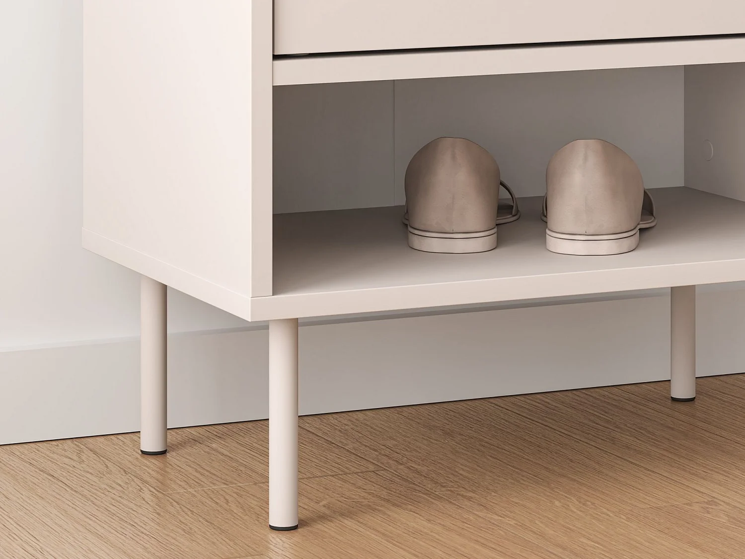 Kleiderschrank 2-türig - mit Stange und Regal - greige - 54 cm - Dioce