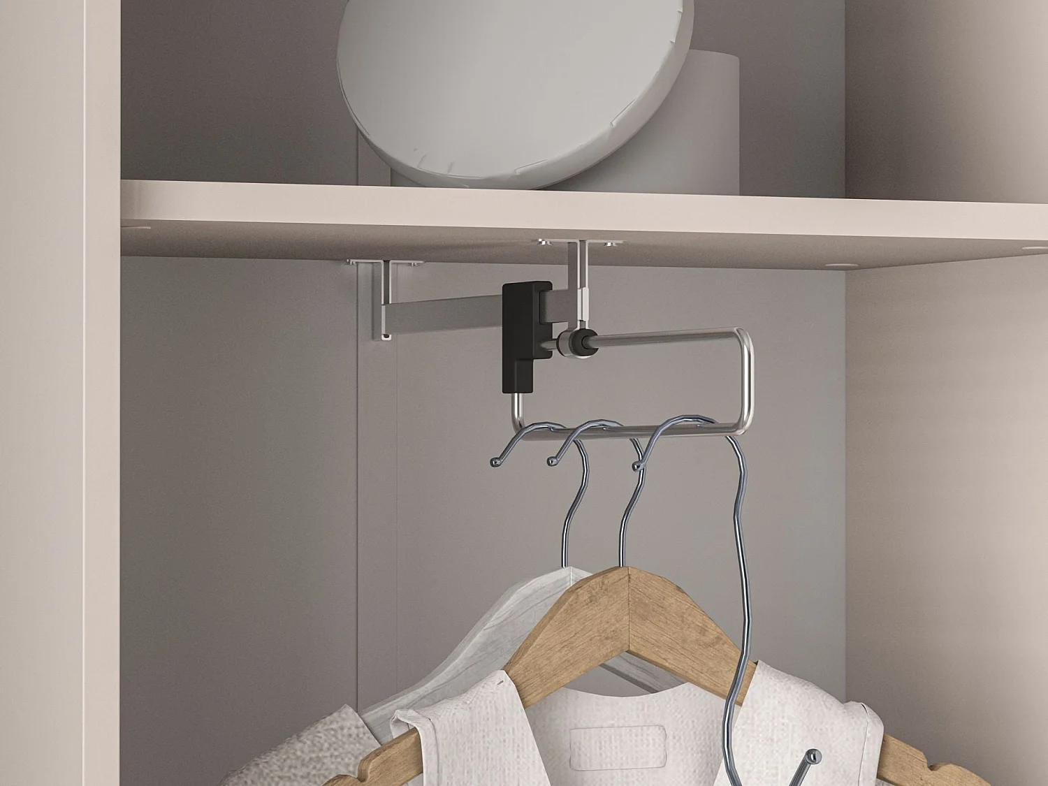 2-deurs kledingkast met kledingroede en legplank – greige – 54 cm – Dioce