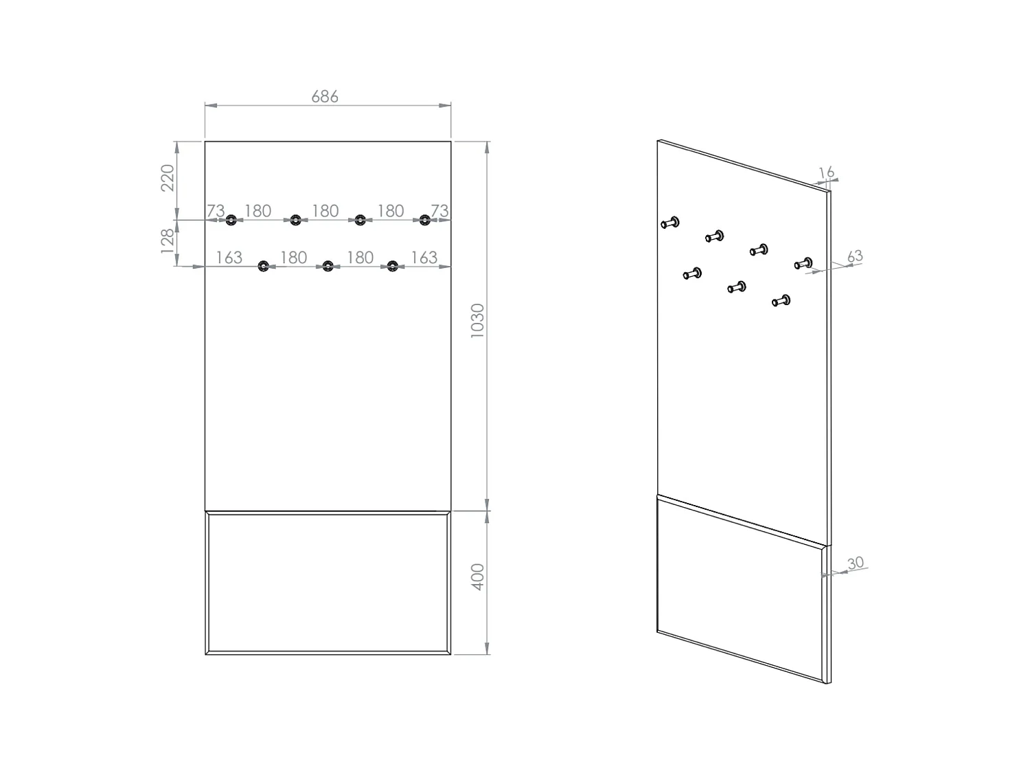 Porte-manteau mural - 69 cm - greige - DIOCE