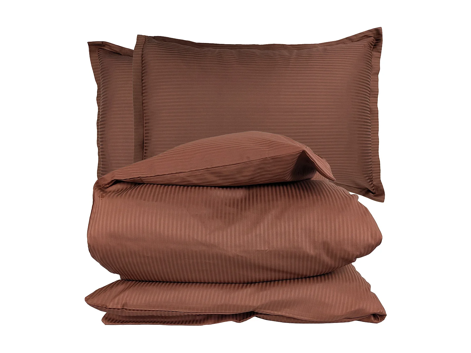 Parure 240x220 cm 50x70 cm satin GRAND HÔTEL 3 pièces marron cuir