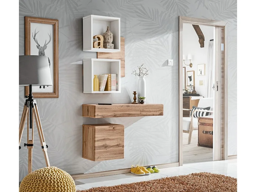 Półka EASY biała/dąb wotan