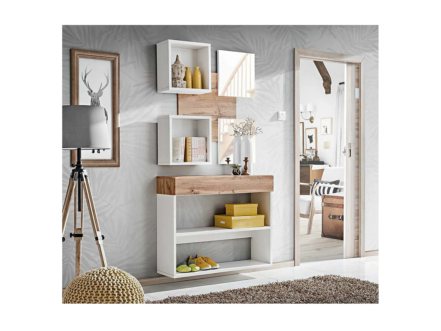 Półka EASY biała/dąb wotan