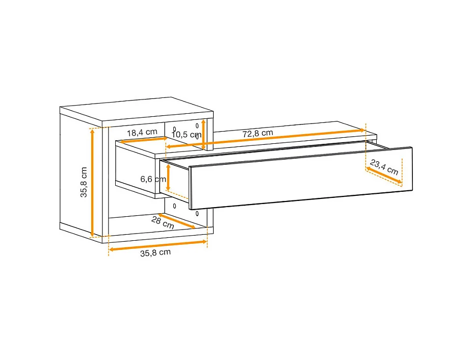 Étagère Murale & Tiroir "Easy" 100cm Naturel