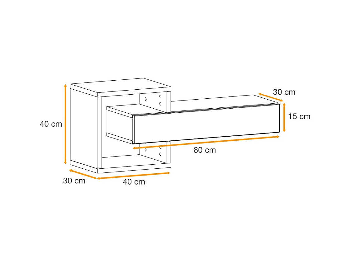 Étagère Murale & Tiroir "Easy" 100cm Naturel