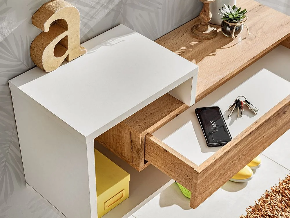 Konsola wisząca EASY 100x40 dąb wotan/biała