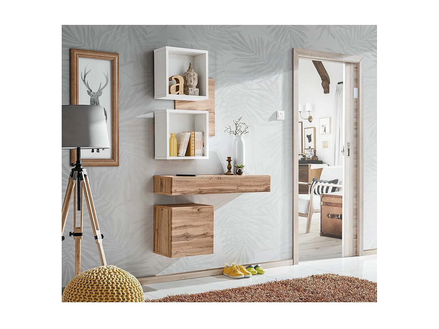 Konsola wisząca EASY 100x40 dąb wotan/biała