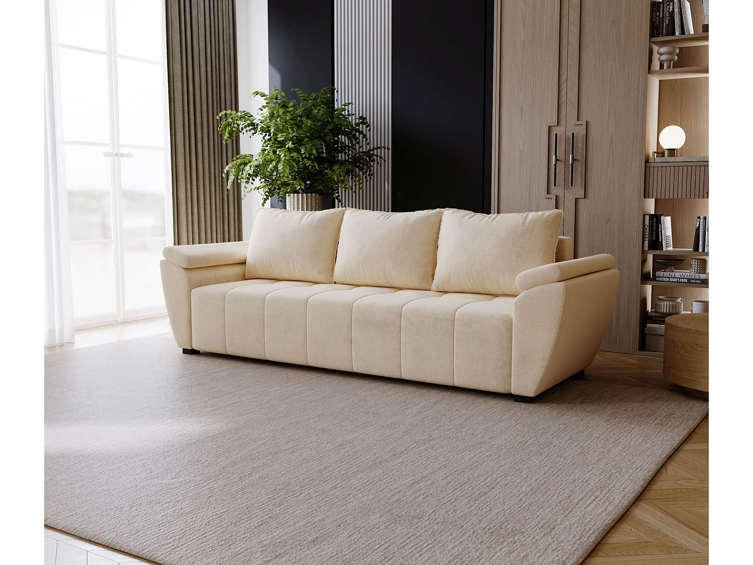 BEDANTE CANAPÉ ZEUS avec fonction lit MONOLITH 02 Beige avec espace de rangement, coffre de lit, canapé de salon, sofa, canapé-lit, canapé avec coffre