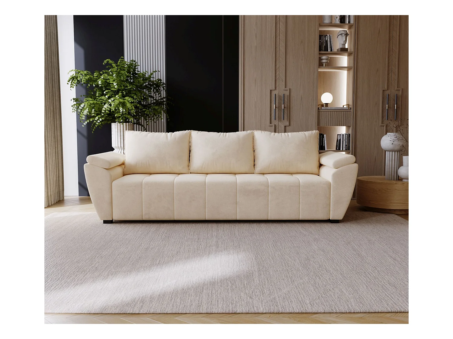 BEDANTE CANAPÉ ZEUS avec fonction lit MONOLITH 02 Beige avec espace de rangement, coffre de lit, canapé de salon, sofa, canapé-lit, canapé avec coffre