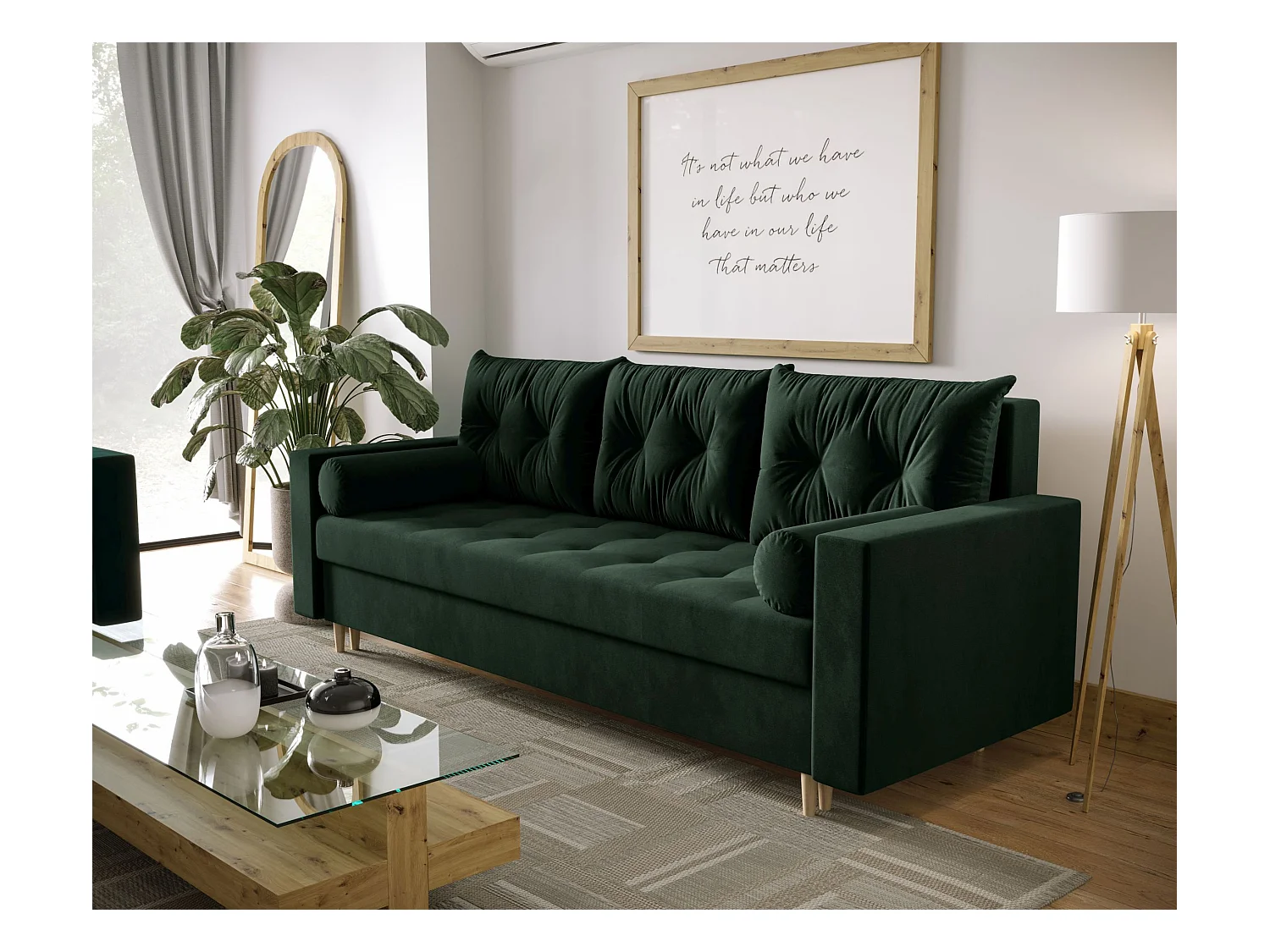 BEDANTE CANAPÉ SKANDI avec fonction lit ITAKA 10 Vert avec espace de rangement, coffre de lit, canapé de salon, sofa, canapé-lit, canapé avec coffre